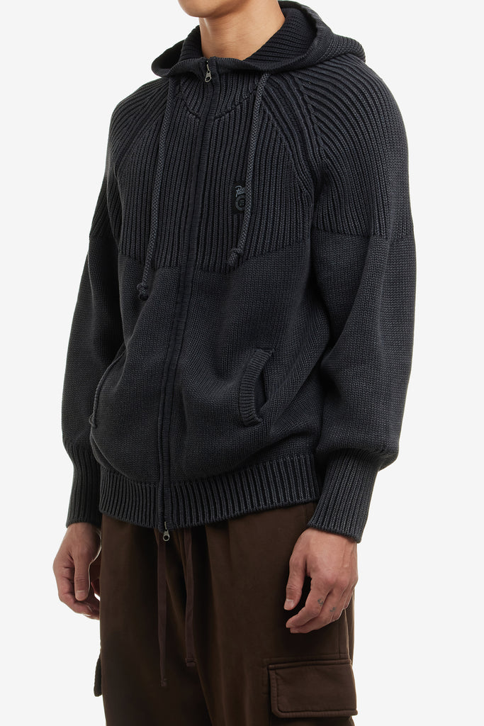 RIBBED KNITTED ZIP UP HOODED SWEATER - WORKSOUT WORLDWIDE