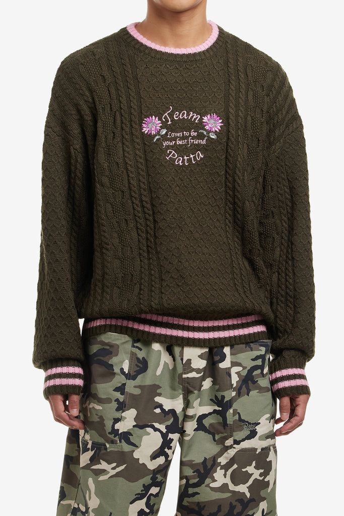 LOVES YOU CABLE KNITTED SWEATER - WORKSOUT WORLDWIDE