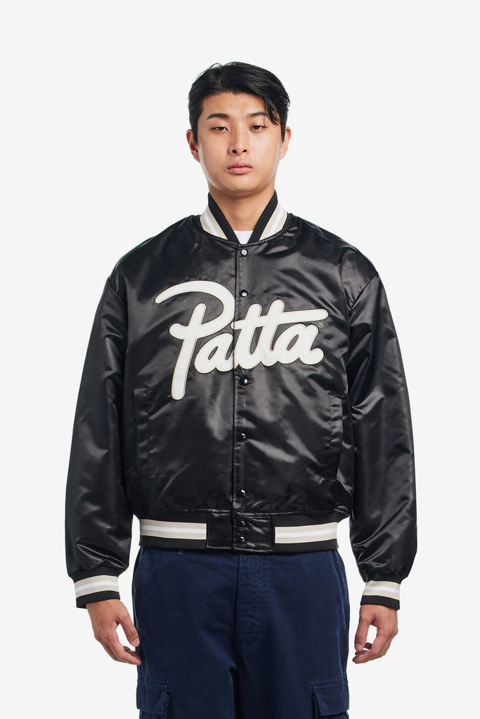 SCRIPT LOGO SATIN VARSITY JACKET - WORKSOUT WORLDWIDE