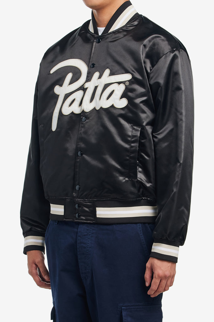 SCRIPT LOGO SATIN VARSITY JACKET - WORKSOUT WORLDWIDE