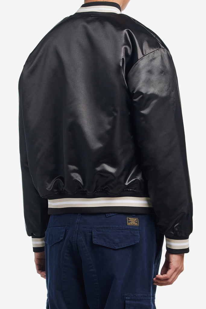 SCRIPT LOGO SATIN VARSITY JACKET - WORKSOUT WORLDWIDE