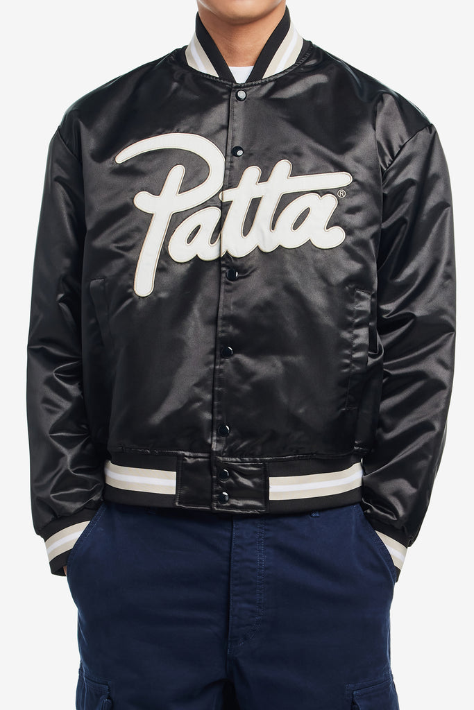 SCRIPT LOGO SATIN VARSITY JACKET - WORKSOUT WORLDWIDE