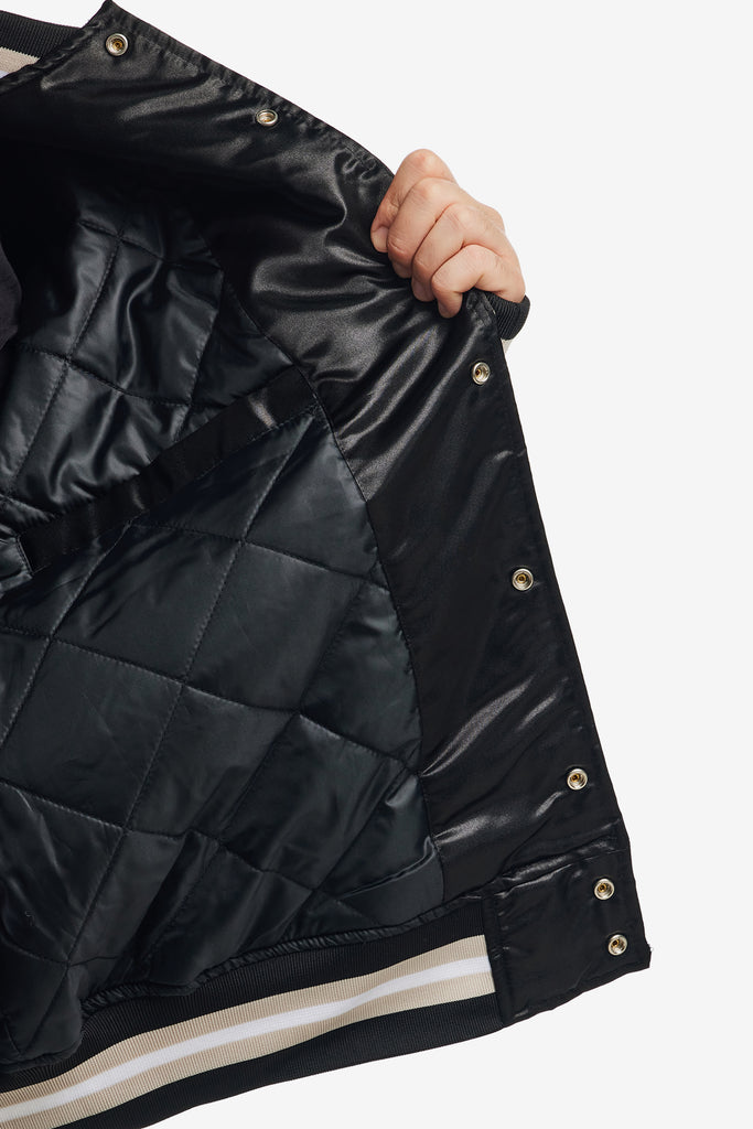 SCRIPT LOGO SATIN VARSITY JACKET - WORKSOUT WORLDWIDE