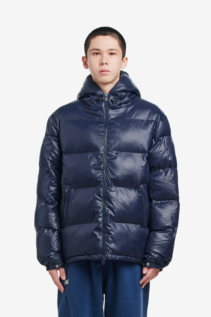 QUILTED SCRIPT LOGO PUFFER JACKET - WORKSOUT WORLDWIDE