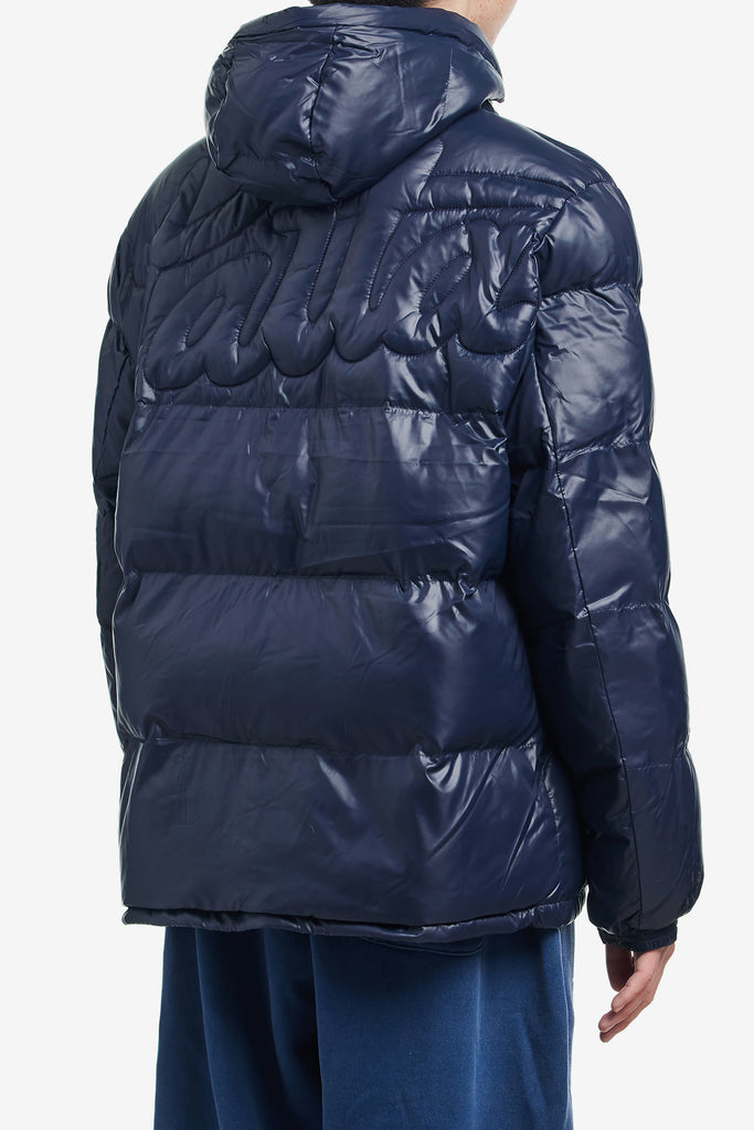 QUILTED SCRIPT LOGO PUFFER JACKET - WORKSOUT WORLDWIDE