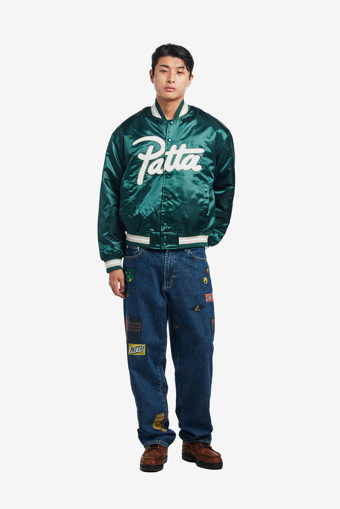 SCRIPT LOGO SATIN VARSITY JACKET - WORKSOUT WORLDWIDE