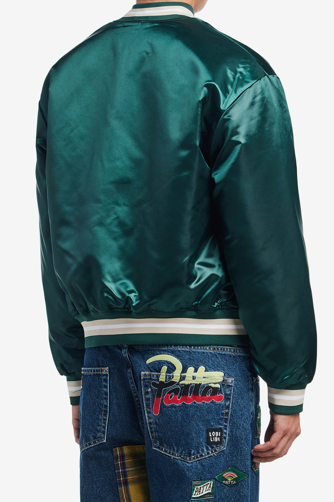 SCRIPT LOGO SATIN VARSITY JACKET - WORKSOUT WORLDWIDE