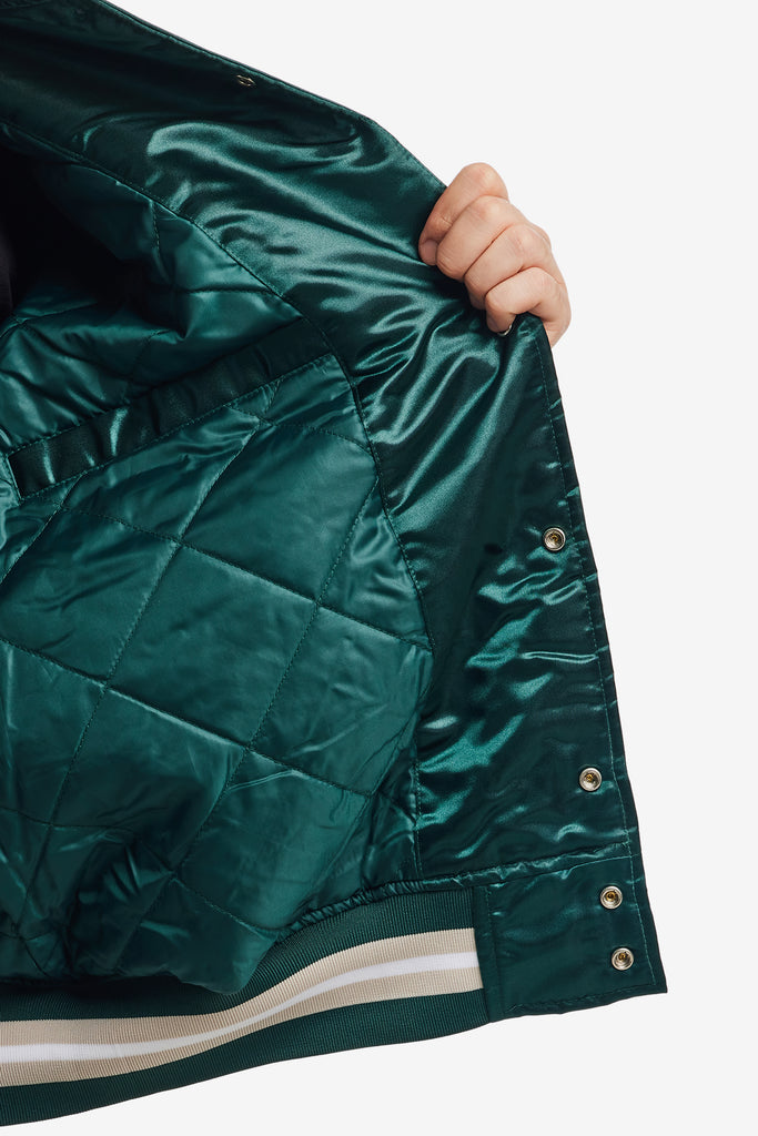 SCRIPT LOGO SATIN VARSITY JACKET - WORKSOUT WORLDWIDE