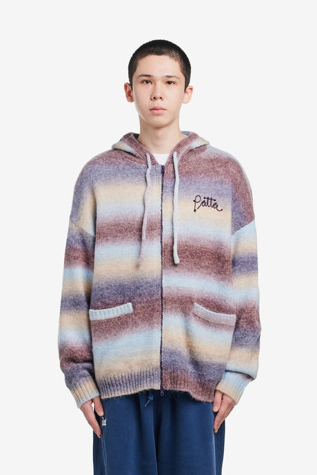 SPACE DYE KNITTED HOODED SWEATER