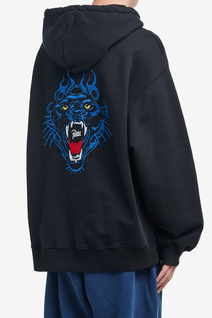 EMBROIDERED FIRE PANTHER HOODED SWEATER - WORKSOUT WORLDWIDE