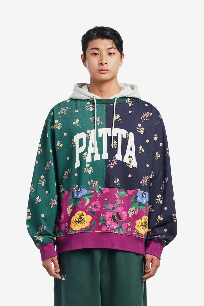 FLORAL PATCHWORK HOODED SWEATER - WORKSOUT WORLDWIDE
