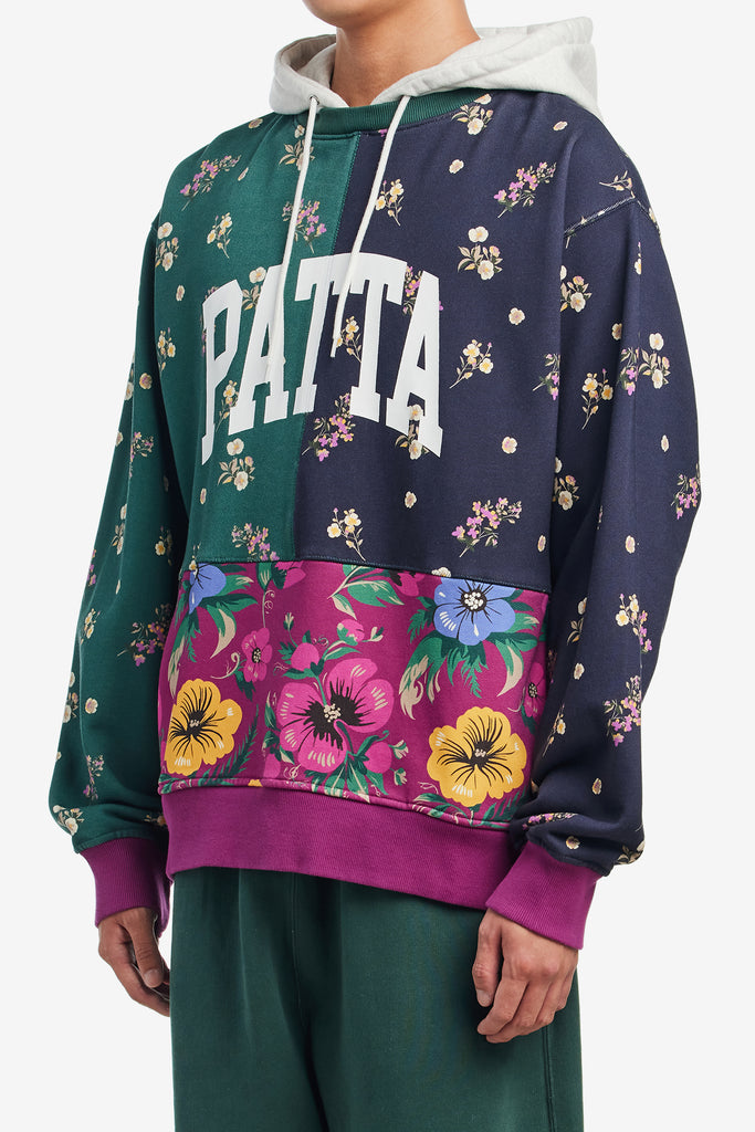 FLORAL PATCHWORK HOODED SWEATER - WORKSOUT WORLDWIDE