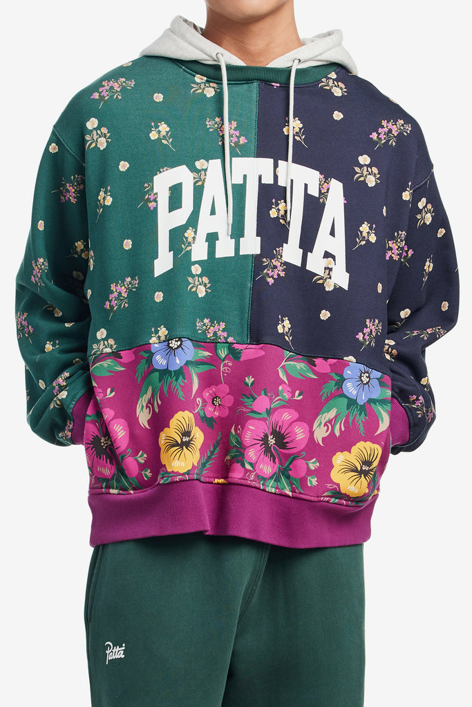 FLORAL PATCHWORK HOODED SWEATER - WORKSOUT WORLDWIDE