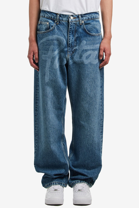 LASERPRINT WHISKERS DENIM PANTS