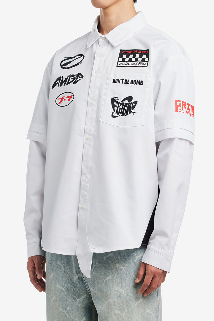 X A$AP ROCKY LAYERED PIT CREW BUTTON DOWN - WORKSOUT WORLDWIDE