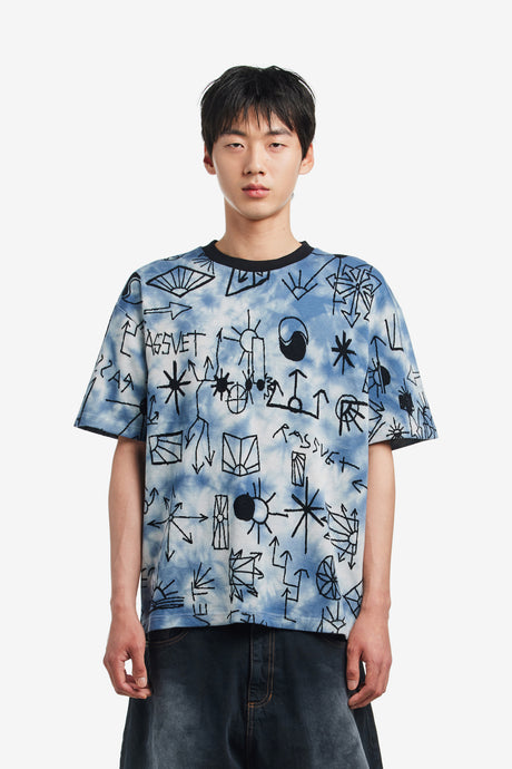 SCRIBBLE JACQUARD TIE DYE T-SHIRT