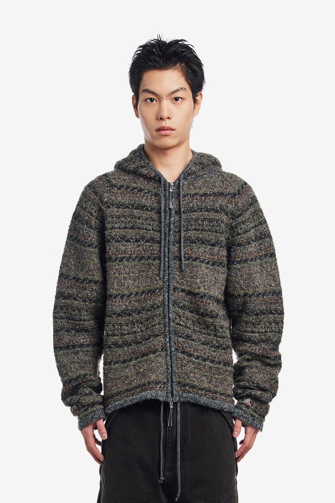 FAIR ISLE FELTED ZIP UP HOODIE - WORKSOUT WORLDWIDE