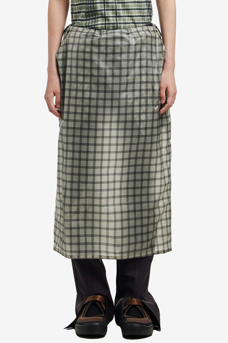 NIA SEE THROUGH PRINTED CHECK SKIRT