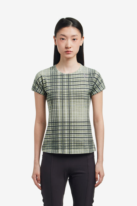 TABA PRINTED CHECK RIBBED BABY TEE