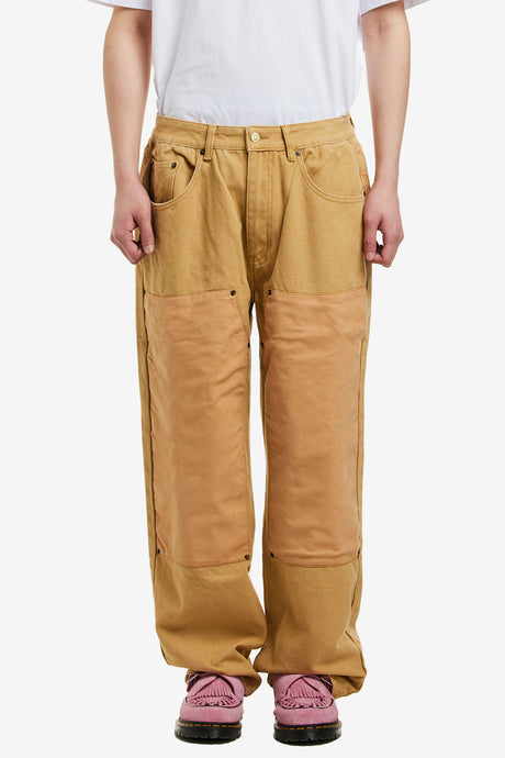 VEGAN SUEDE DOUBLE KNEE CANVAS PANTS