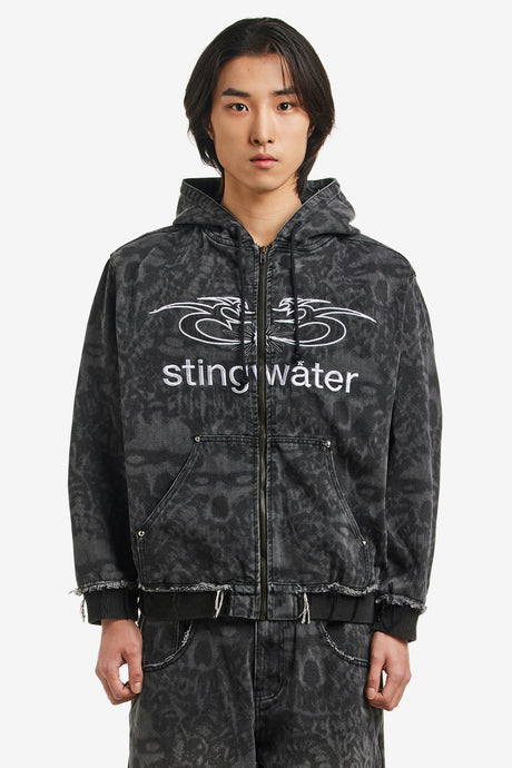 EGO DEATH DENIM BOMBER ZIP UP HOODIE