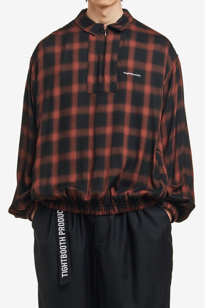 PLAID HALF ZIP L/S SHIRT - WORKSOUT WORLDWIDE