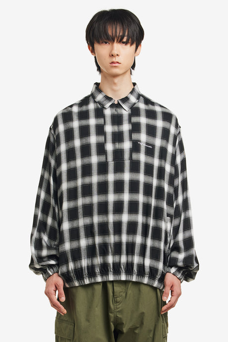 PLAID HALF ZIP L/S SHIRT