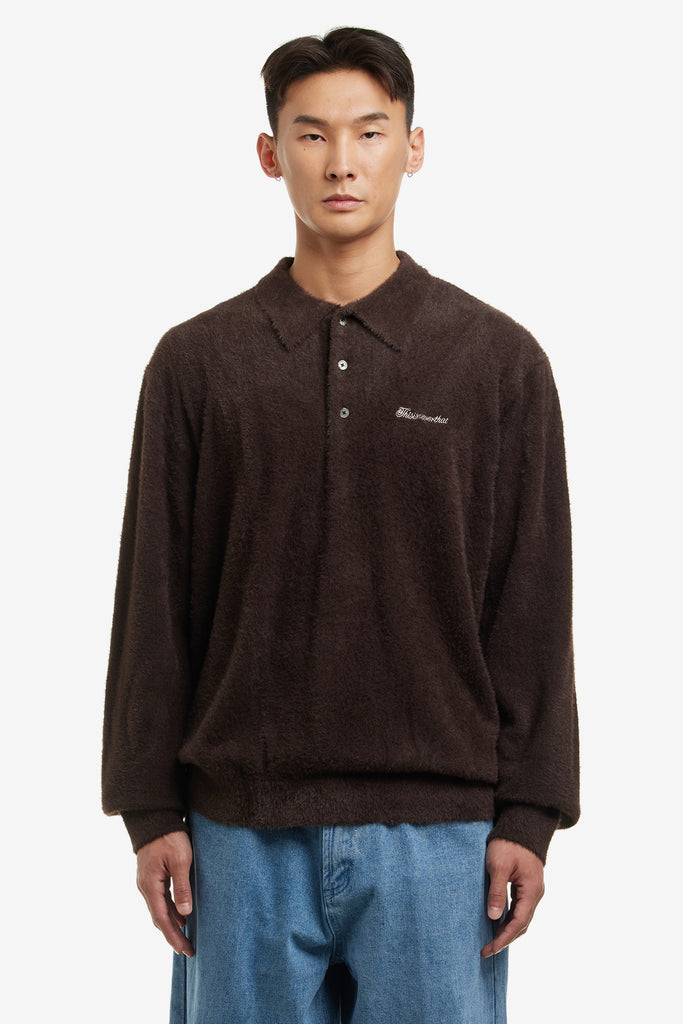 SCRIPT SHAGGY KNIT POLO - WORKSOUT WORLDWIDE