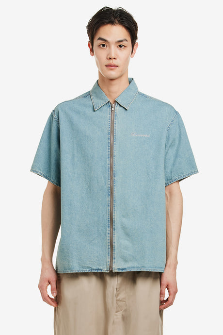 WASHED DENIM ZIP SHIRT