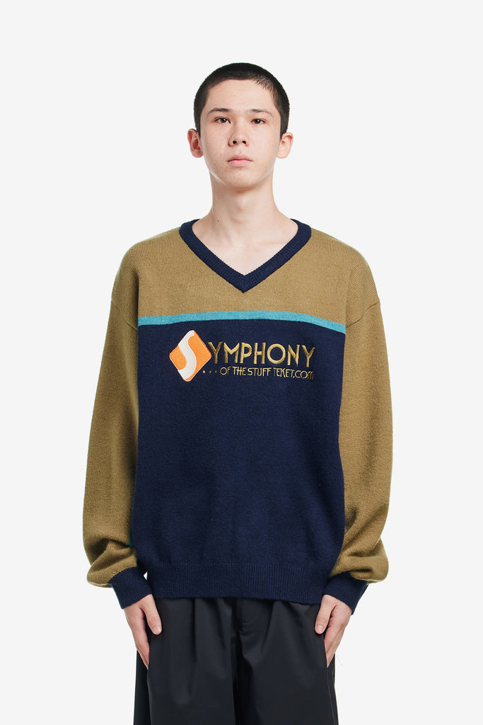 SYMPHONY V-NECK KNIT SWEATER - WORKSOUT WORLDWIDE