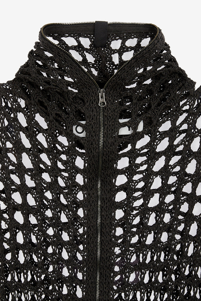 HOODED CROCHET ZIP VEST - WORKSOUT WORLDWIDE