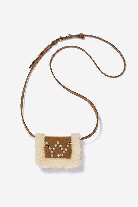 MICRO SHEARLING STUD WALLET BAG