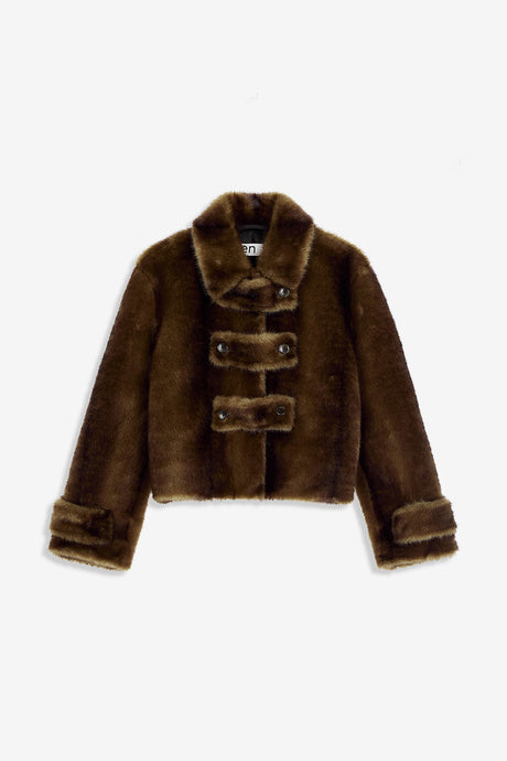 FAUX FUR TAB TOGGLE JACKET