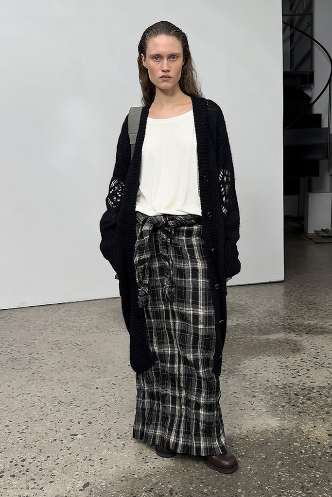 ALPACA ARGYLE POINTELLE LONG CARDIGAN - WORKSOUT WORLDWIDE