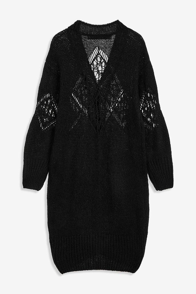 ALPACA ARGYLE POINTELLE LONG CARDIGAN - WORKSOUT WORLDWIDE