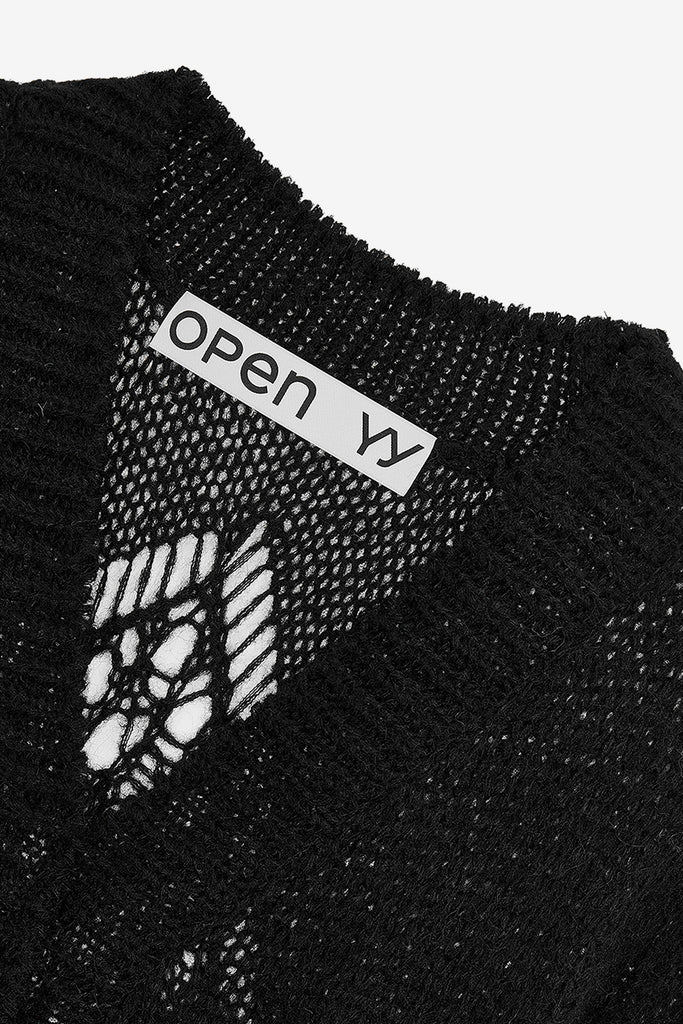 ALPACA ARGYLE POINTELLE LONG CARDIGAN - WORKSOUT WORLDWIDE