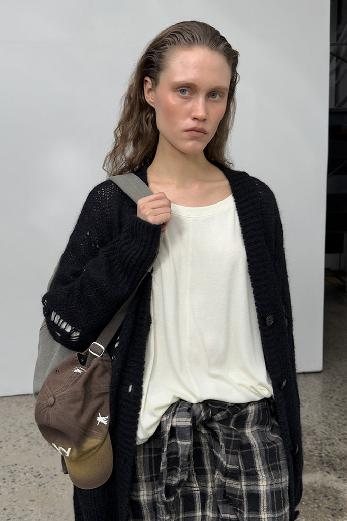 ALPACA ARGYLE POINTELLE LONG CARDIGAN - WORKSOUT WORLDWIDE