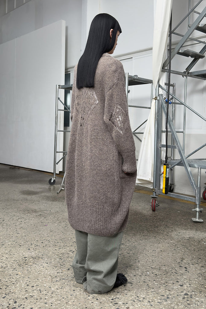 ALPACA ARGYLE POINTELLE LONG CARDIGAN - WORKSOUT WORLDWIDE