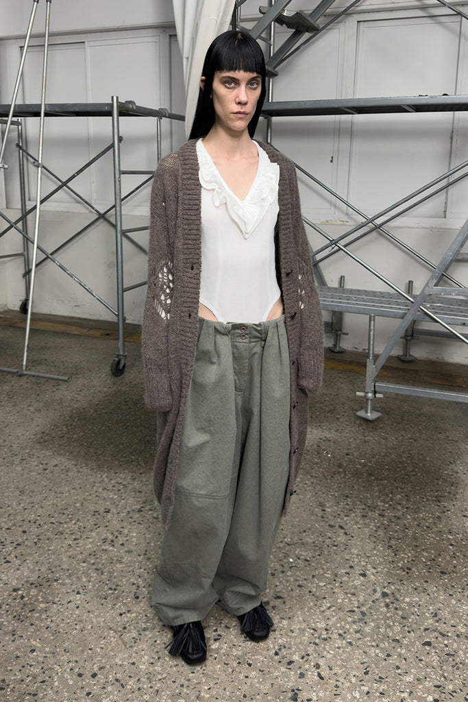 ALPACA ARGYLE POINTELLE LONG CARDIGAN - WORKSOUT WORLDWIDE