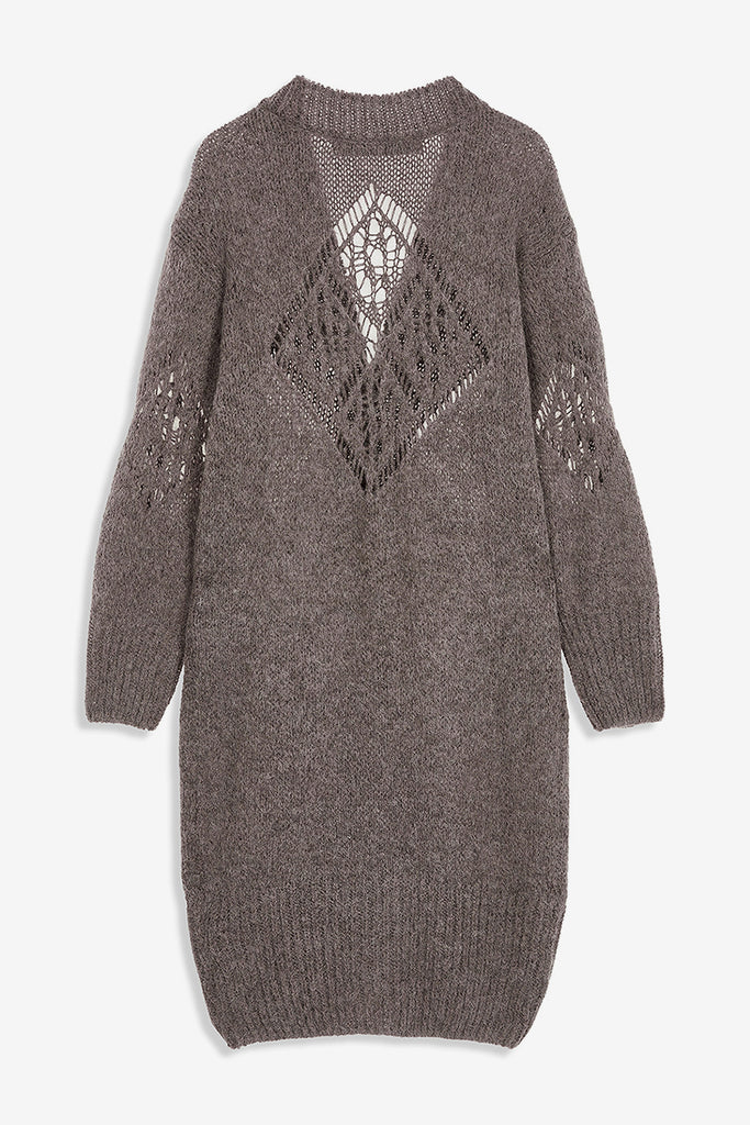 ALPACA ARGYLE POINTELLE LONG CARDIGAN - WORKSOUT WORLDWIDE