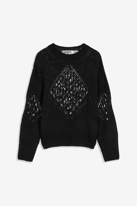 ALPACA ARGYLE POINTELLE PULLOVER