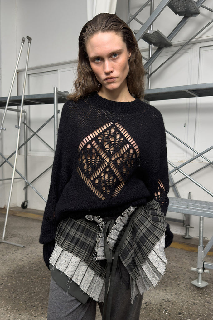 ALPACA ARGYLE POINTELLE PULLOVER - WORKSOUT WORLDWIDE