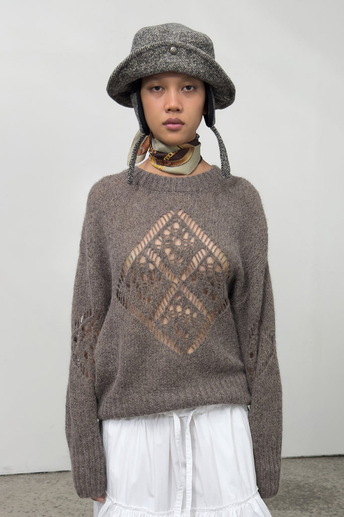 ALPACA ARGYLE POINTELLE PULLOVER - WORKSOUT WORLDWIDE