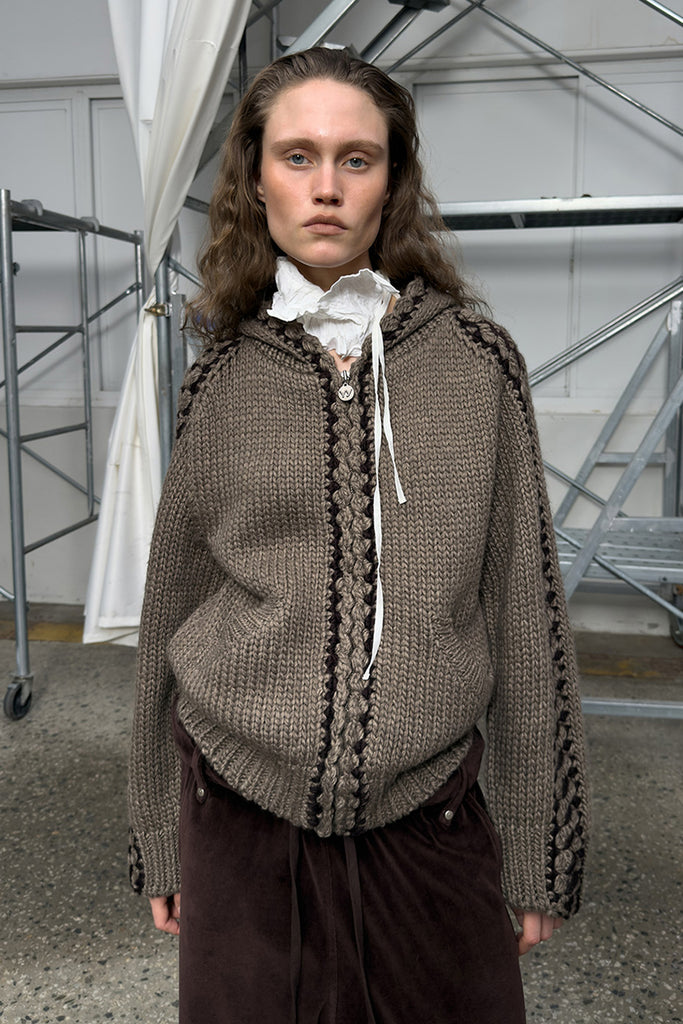 STITCH ZIP UP KNIT HOODIE - WORKSOUT WORLDWIDE