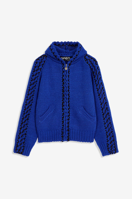 STITCH ZIP UP KNIT HOODIE