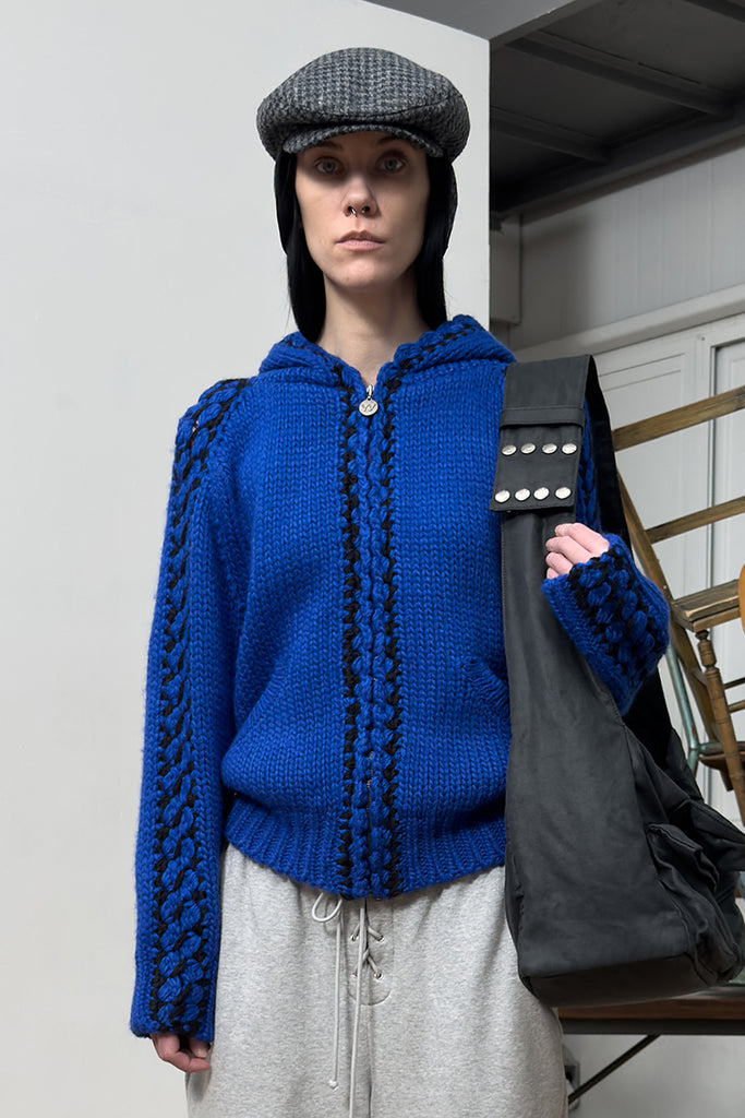 STITCH ZIP UP KNIT HOODIE - WORKSOUT WORLDWIDE