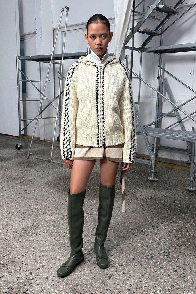 STITCH ZIP UP KNIT HOODIE - WORKSOUT WORLDWIDE