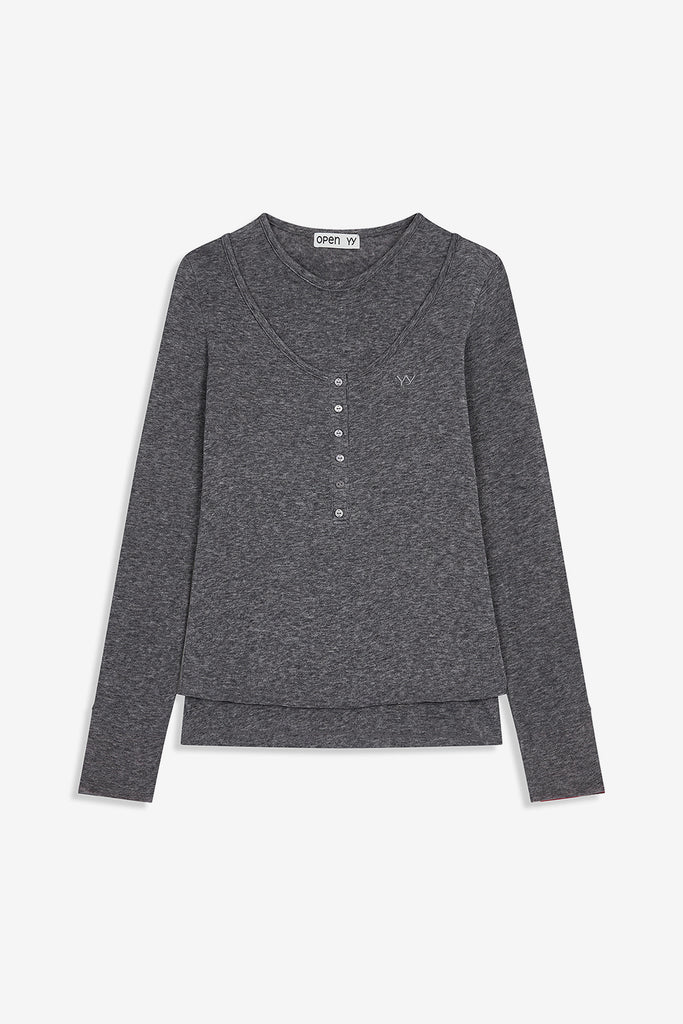 LAYERED HENLEY LOUNGE TEE - WORKSOUT WORLDWIDE