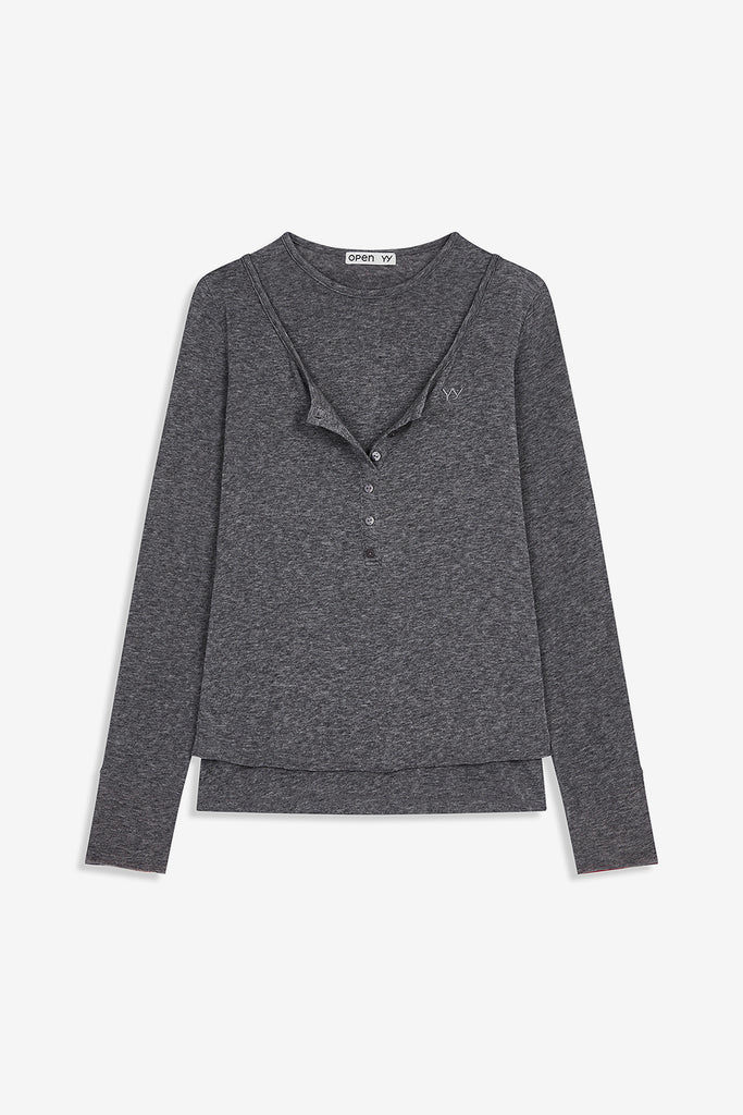 LAYERED HENLEY LOUNGE TEE - WORKSOUT WORLDWIDE