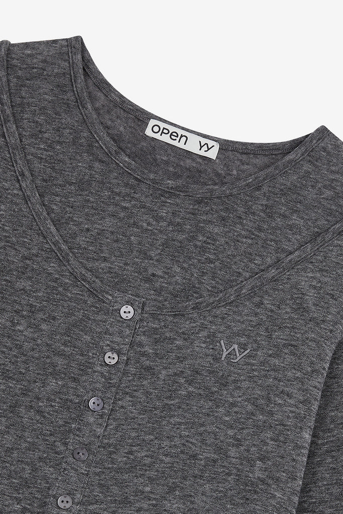 LAYERED HENLEY LOUNGE TEE - WORKSOUT WORLDWIDE